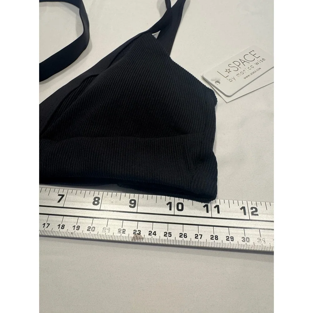 L*Space Bikini Set Ribbed Lace Up Side Grommet Small Black New With Tags NWD
